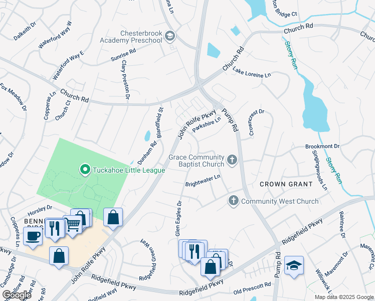 map of restaurants, bars, coffee shops, grocery stores, and more near 2608 Hillgate Court in Richmond