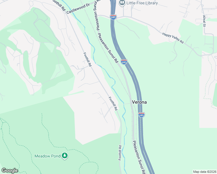 map of restaurants, bars, coffee shops, grocery stores, and more near 7832 Foothill Road in Pleasanton