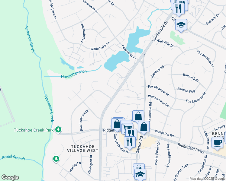 map of restaurants, bars, coffee shops, grocery stores, and more near 2611 Chancer Drive in Richmond