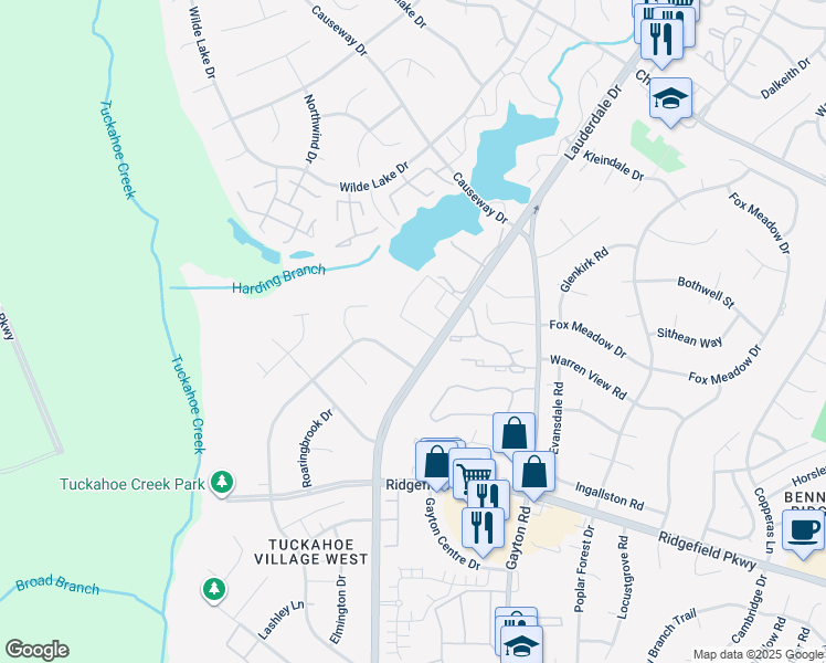 map of restaurants, bars, coffee shops, grocery stores, and more near 2623 Chancer Drive in Richmond