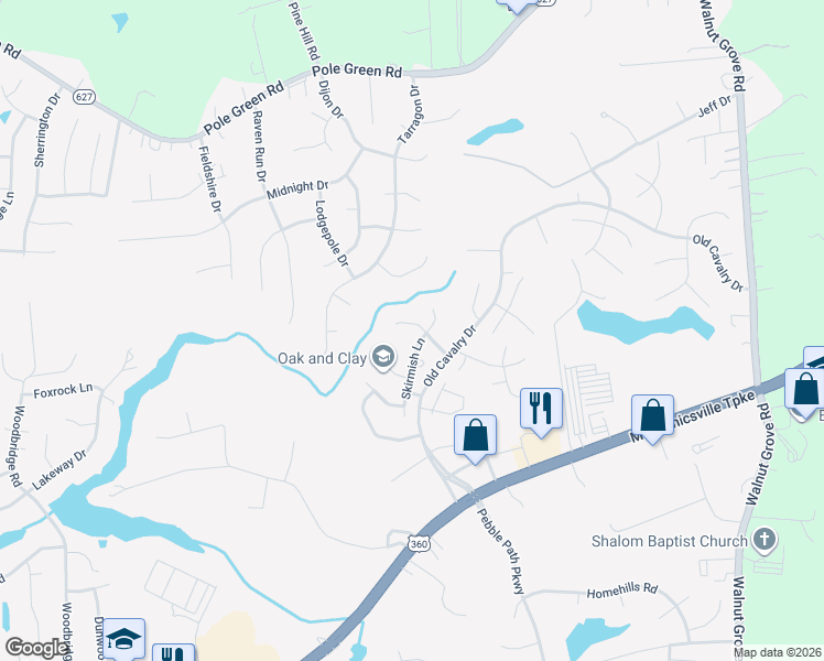 map of restaurants, bars, coffee shops, grocery stores, and more near 6153 Stronghold Drive in Mechanicsville