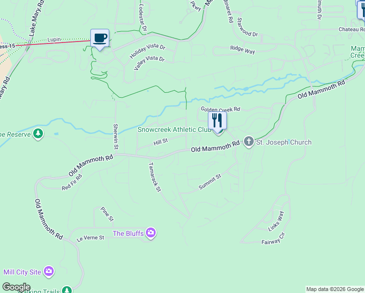 map of restaurants, bars, coffee shops, grocery stores, and more near 1872 Old Mammoth Road in Mammoth Lakes