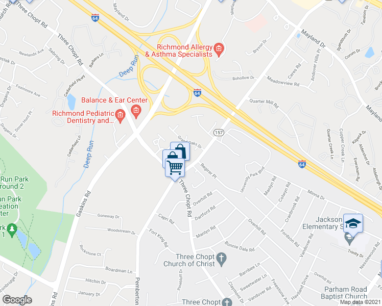 map of restaurants, bars, coffee shops, grocery stores, and more near 2900 Grand Oaks Place in Richmond