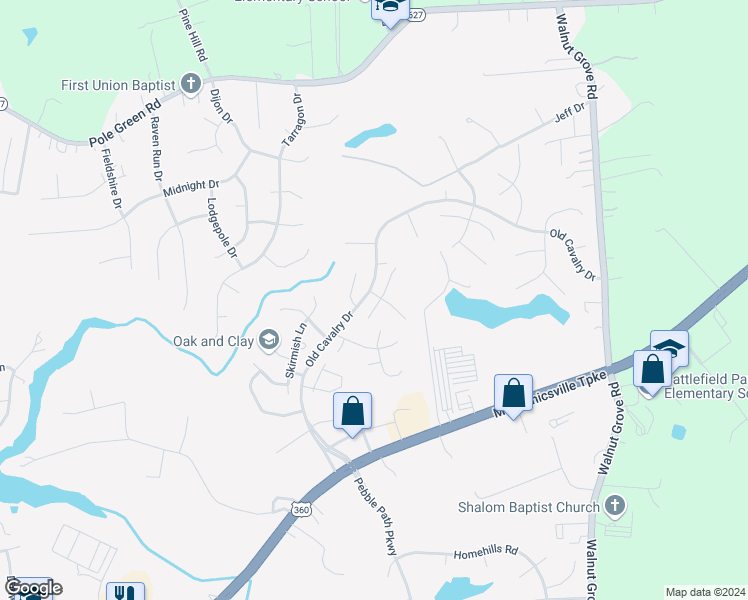 map of restaurants, bars, coffee shops, grocery stores, and more near 8247 Fourscore Drive in Mechanicsville