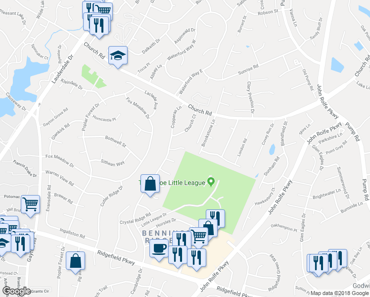 map of restaurants, bars, coffee shops, grocery stores, and more near 2800 Ashley Glen Drive in Henrico