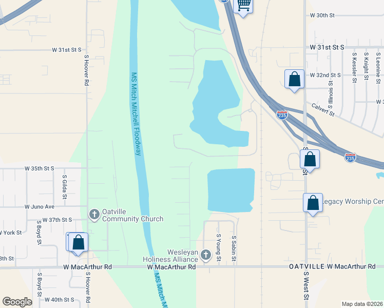 map of restaurants, bars, coffee shops, grocery stores, and more near 3437 South Sabin Court in Wichita