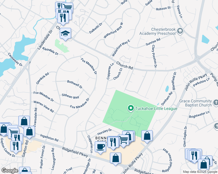 map of restaurants, bars, coffee shops, grocery stores, and more near 2824 Ashley Glen Drive in Richmond
