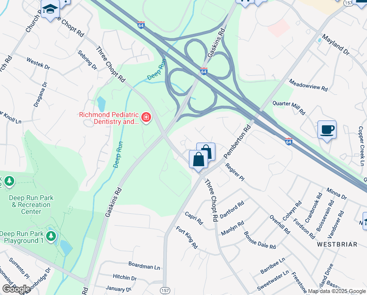 map of restaurants, bars, coffee shops, grocery stores, and more near 10000 Joppa Place in Henrico
