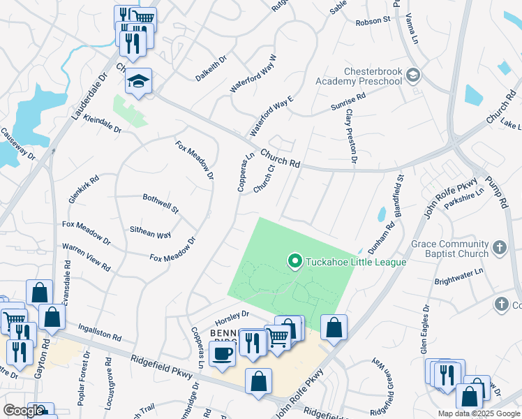 map of restaurants, bars, coffee shops, grocery stores, and more near 2800 Ashley Glen Drive in Henrico