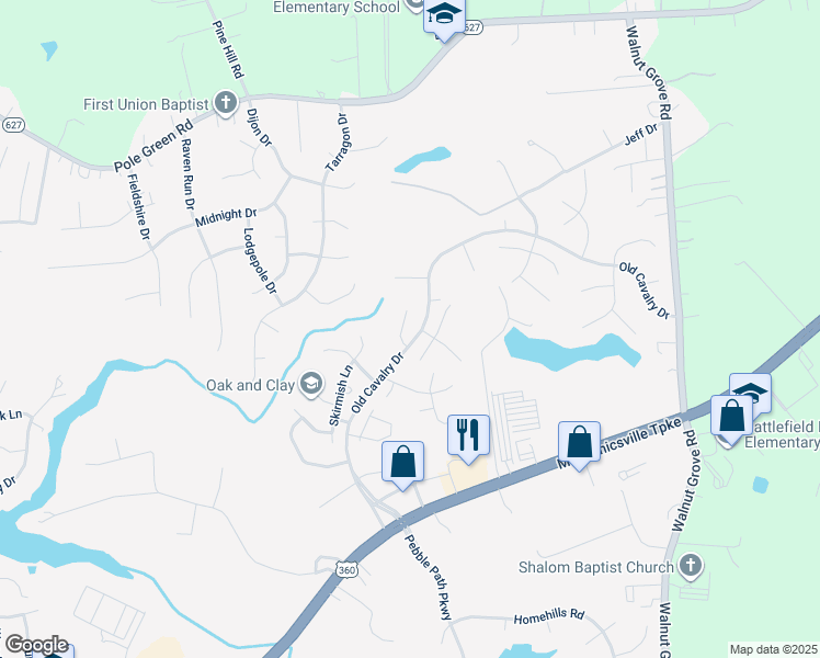 map of restaurants, bars, coffee shops, grocery stores, and more near 8256 Siege Road in Mechanicsville