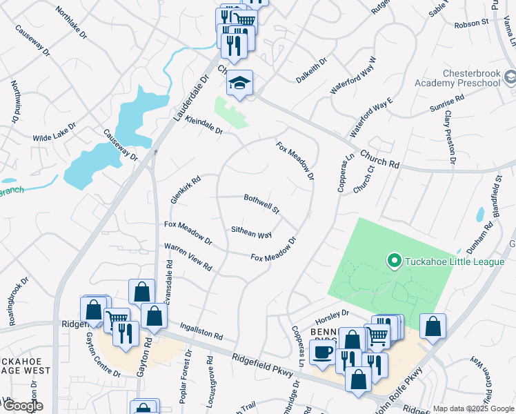 map of restaurants, bars, coffee shops, grocery stores, and more near 11113 Bothwell Street in Richmond