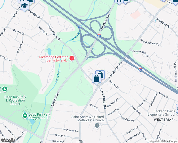 map of restaurants, bars, coffee shops, grocery stores, and more near 10000 Joppa Place in Henrico