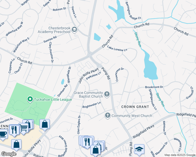 map of restaurants, bars, coffee shops, grocery stores, and more near 10924 Point Grey Road in Henrico