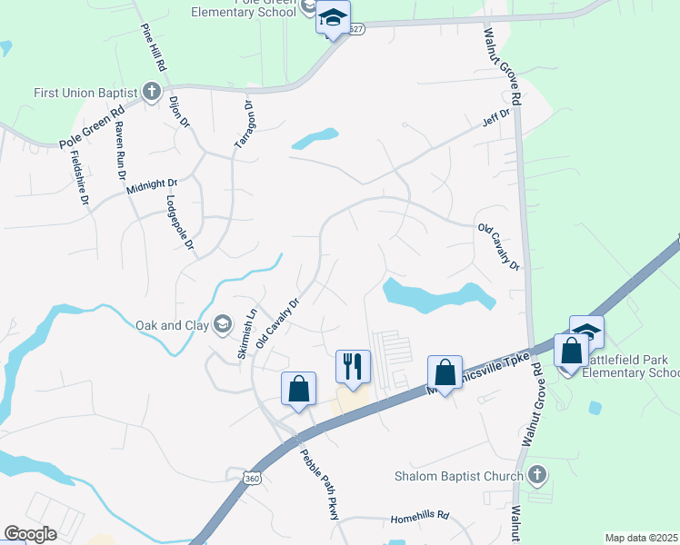 map of restaurants, bars, coffee shops, grocery stores, and more near 8264 Fourscore Drive in Mechanicsville
