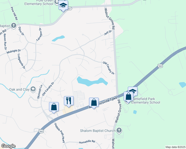 map of restaurants, bars, coffee shops, grocery stores, and more near 6012 Dugout Terrace in Mechanicsville