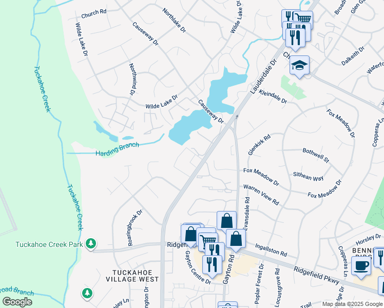 map of restaurants, bars, coffee shops, grocery stores, and more near 2639 Towngate Court in Richmond