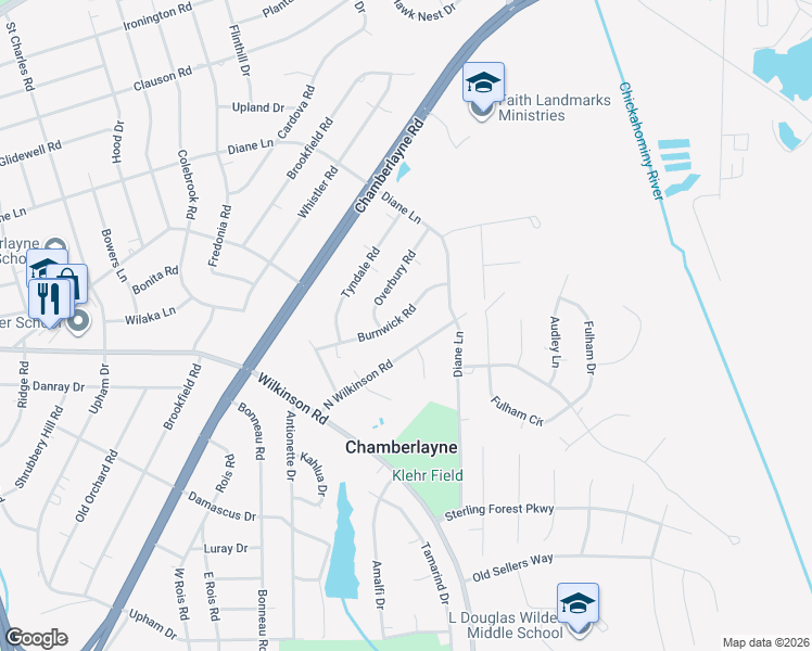 map of restaurants, bars, coffee shops, grocery stores, and more near 311 Burnwick Road in Richmond