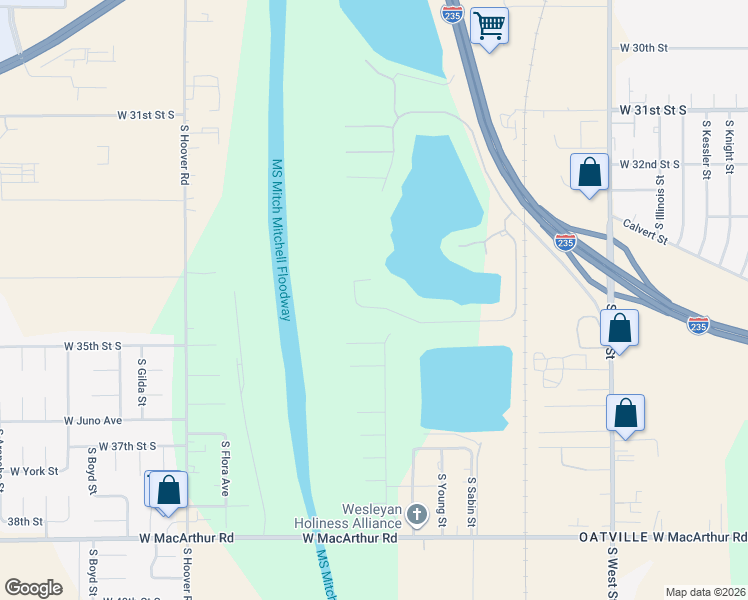 map of restaurants, bars, coffee shops, grocery stores, and more near 3437 South Sabin Court in Wichita