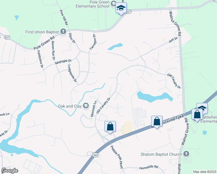 map of restaurants, bars, coffee shops, grocery stores, and more near 8263 Siege Road in Mechanicsville