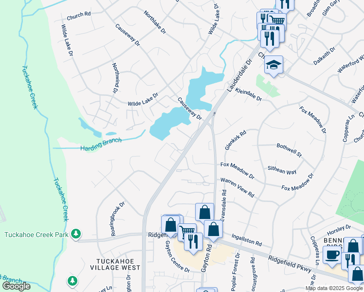 map of restaurants, bars, coffee shops, grocery stores, and more near 2736 Old Point Drive in Richmond