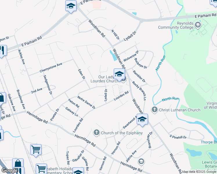 map of restaurants, bars, coffee shops, grocery stores, and more near 8215 Lydell Drive in Richmond
