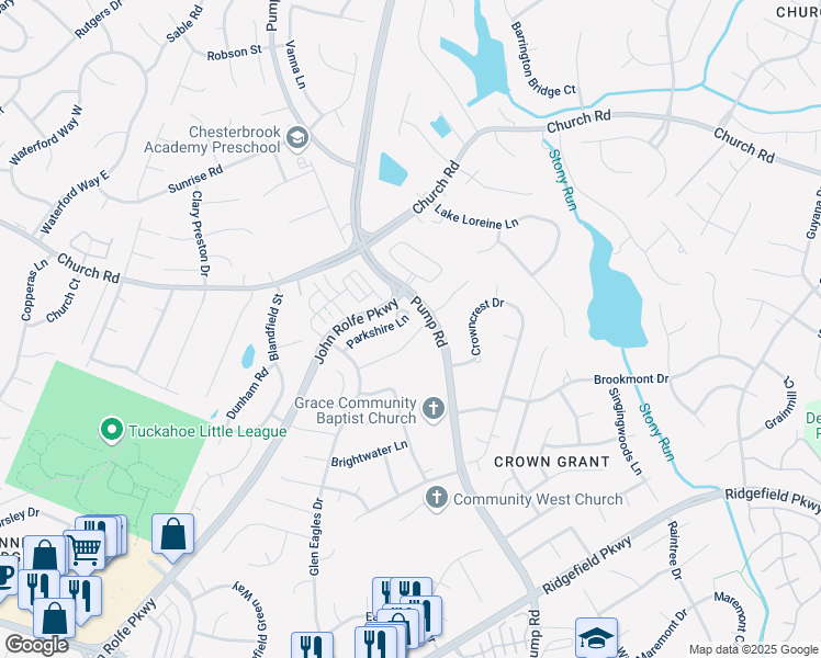 map of restaurants, bars, coffee shops, grocery stores, and more near 10912 Point Grey Road in Henrico