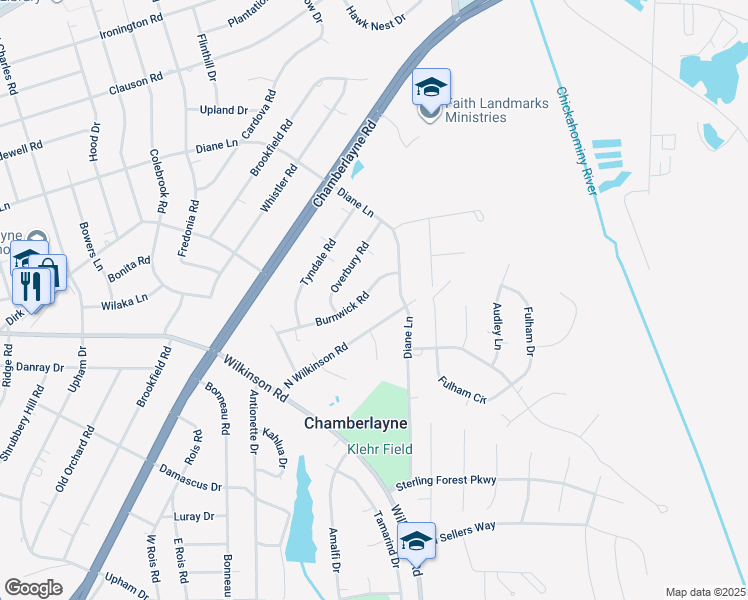 map of restaurants, bars, coffee shops, grocery stores, and more near 307 Burnwick Road in Richmond