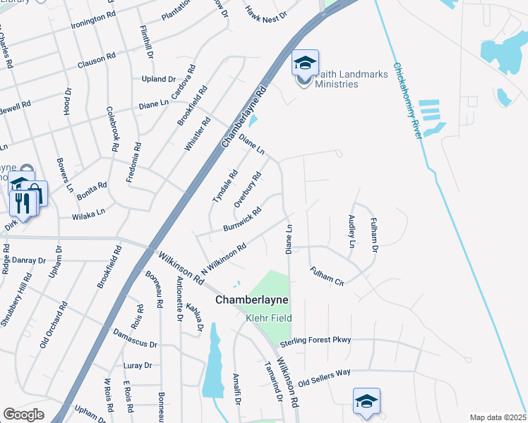 map of restaurants, bars, coffee shops, grocery stores, and more near 307 Burnwick Road in Richmond