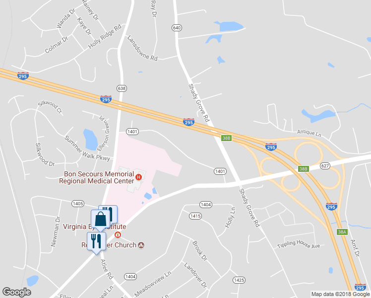 map of restaurants, bars, coffee shops, grocery stores, and more near 8192 Pleasant Grove Road in Mechanicsville