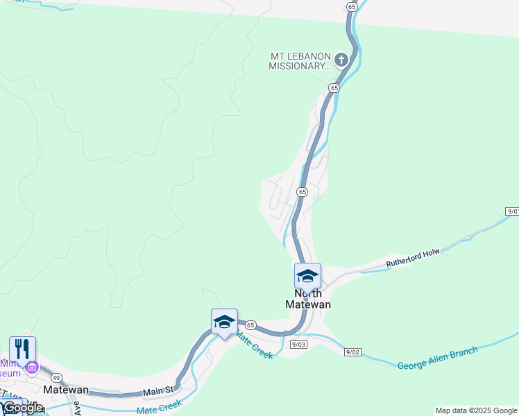 map of restaurants, bars, coffee shops, grocery stores, and more near Varney Addition in Matewan