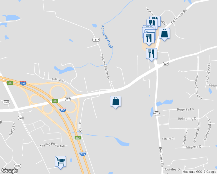 map of restaurants, bars, coffee shops, grocery stores, and more near 7402 Antique Lane in Mechanicsville