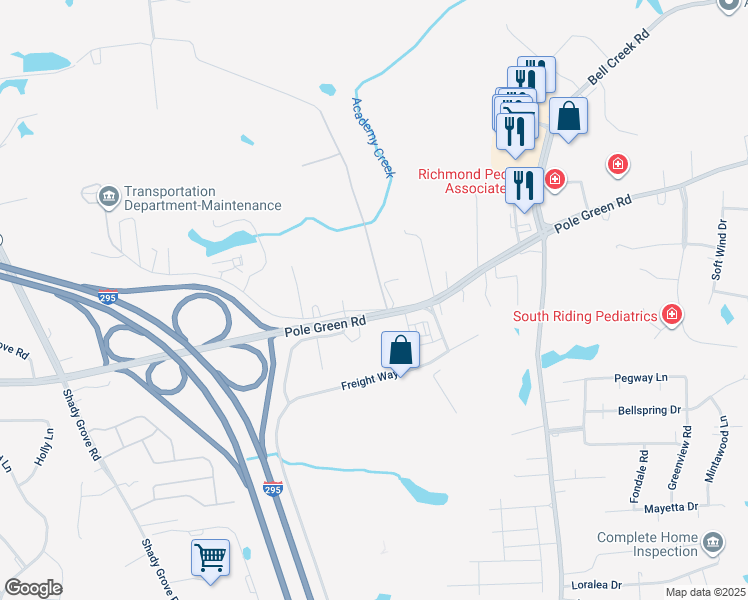 map of restaurants, bars, coffee shops, grocery stores, and more near 7402 Antique Lane in Mechanicsville
