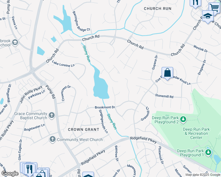 map of restaurants, bars, coffee shops, grocery stores, and more near 2326 Persimmon Trek in Richmond