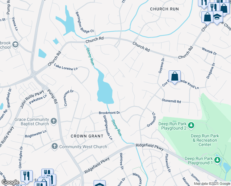 map of restaurants, bars, coffee shops, grocery stores, and more near 2326 Persimmon Trek in Richmond