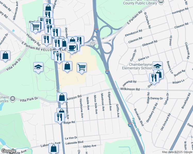 map of restaurants, bars, coffee shops, grocery stores, and more near 403 Mebane Street in Richmond