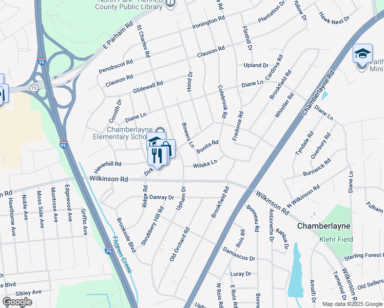 map of restaurants, bars, coffee shops, grocery stores, and more near 8106 Bowers Lane in Richmond