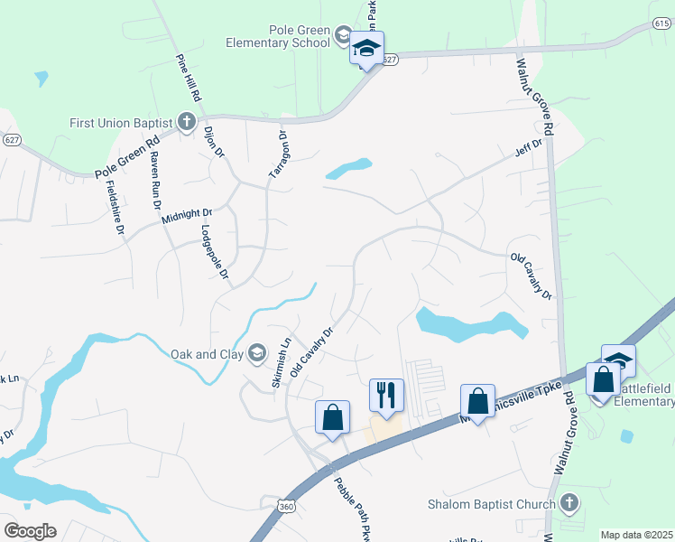 map of restaurants, bars, coffee shops, grocery stores, and more near 6107 Magazine Drive in Mechanicsville