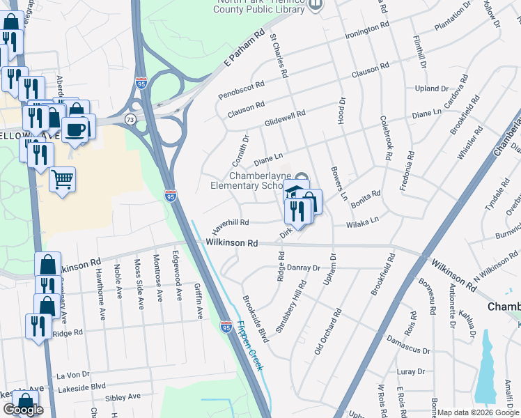 map of restaurants, bars, coffee shops, grocery stores, and more near 8203 Metcalf Drive in Richmond