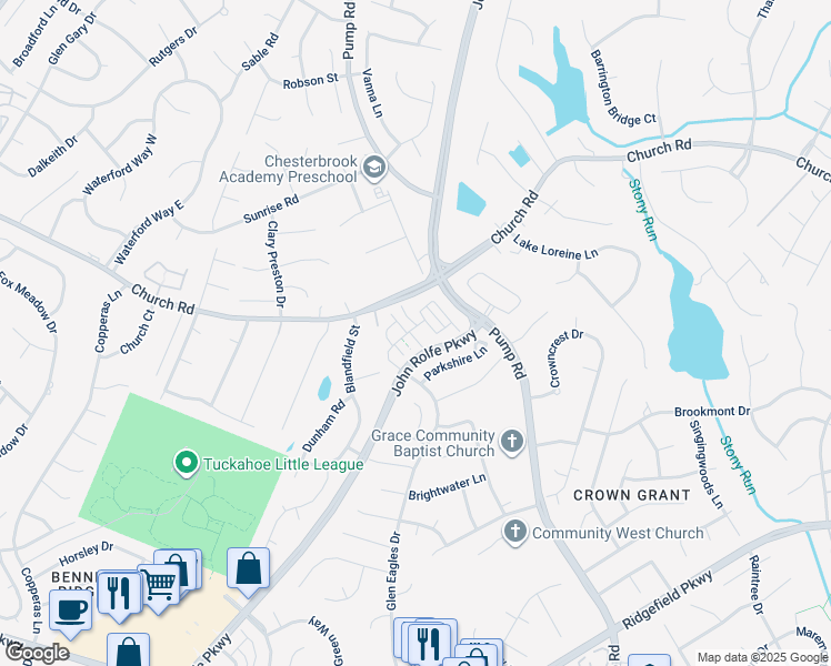 map of restaurants, bars, coffee shops, grocery stores, and more near 11937 Evening Loop in Henrico
