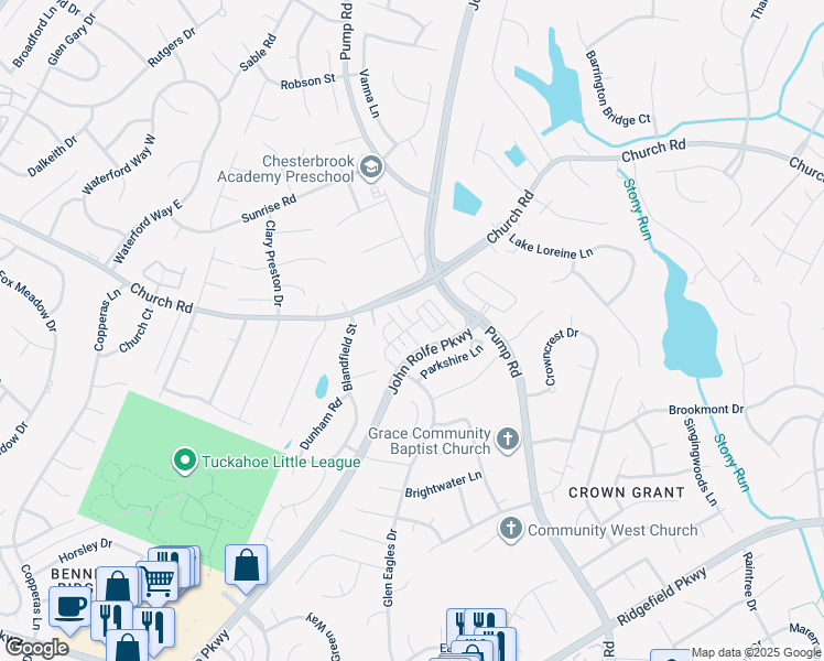 map of restaurants, bars, coffee shops, grocery stores, and more near 11937 Evening Loop in Henrico