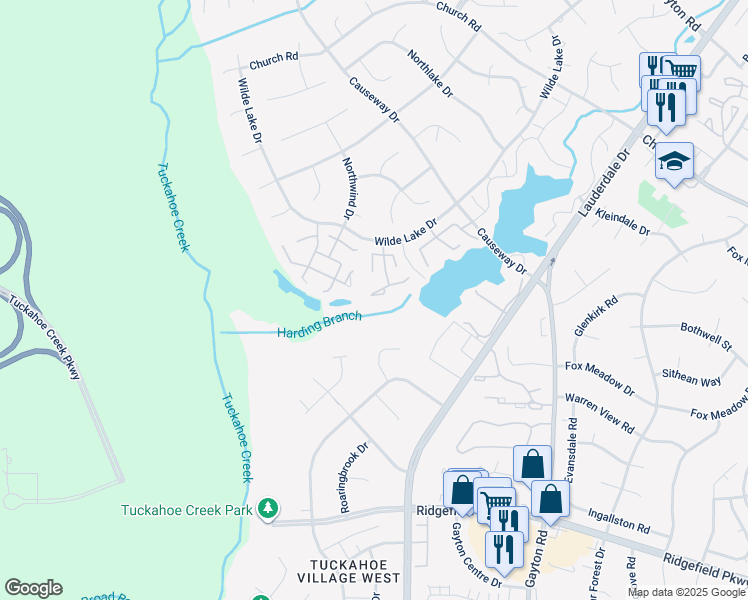 map of restaurants, bars, coffee shops, grocery stores, and more near 2603 Duffy Court in Richmond