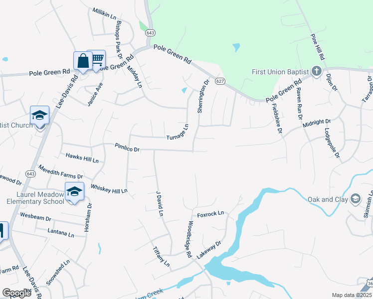 map of restaurants, bars, coffee shops, grocery stores, and more near 6874 Pimlico Drive in Mechanicsville