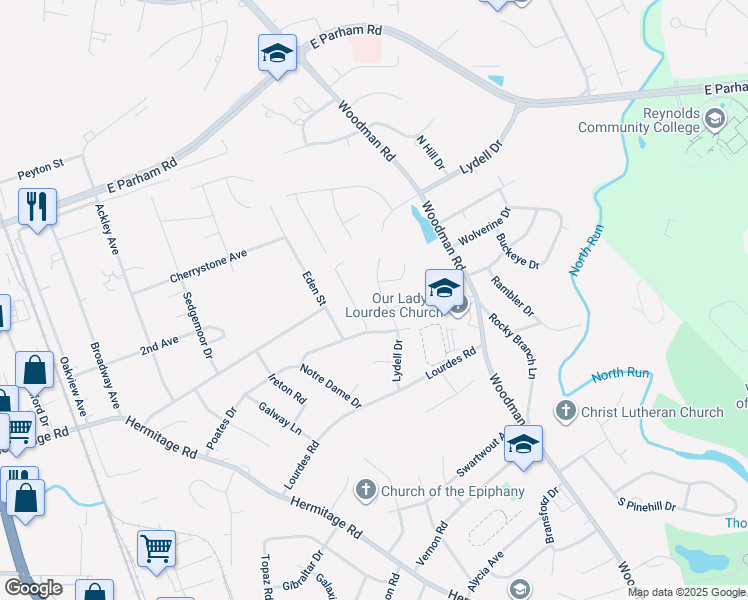 map of restaurants, bars, coffee shops, grocery stores, and more near 8308 Lydell Drive in Richmond