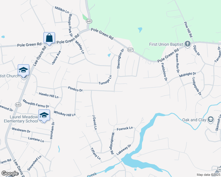 map of restaurants, bars, coffee shops, grocery stores, and more near 6874 Pimlico Drive in Mechanicsville
