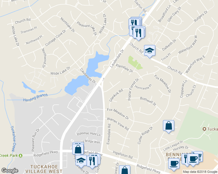 map of restaurants, bars, coffee shops, grocery stores, and more near 2628 Gayton Grove Road in Henrico