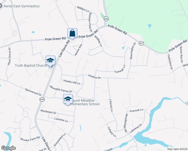 map of restaurants, bars, coffee shops, grocery stores, and more near 8213 Angela Nicole Lane in Mechanicsville