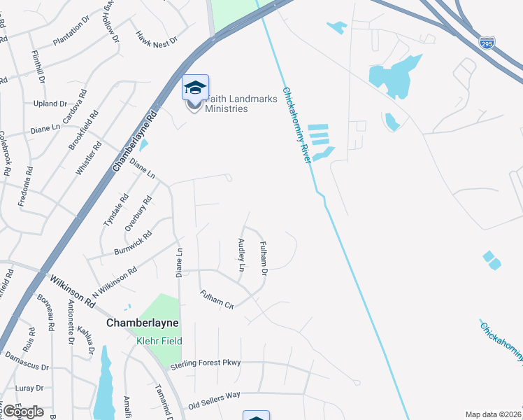 map of restaurants, bars, coffee shops, grocery stores, and more near 8329 Audley Lane in Richmond