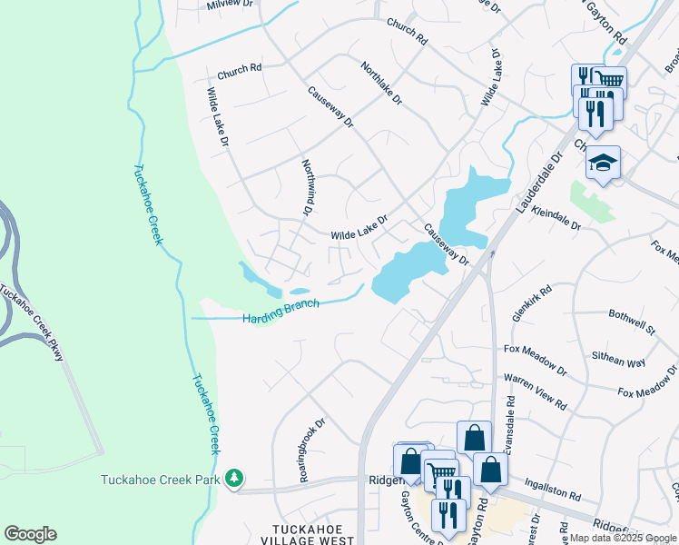 map of restaurants, bars, coffee shops, grocery stores, and more near 2624 Duffy Court in Richmond