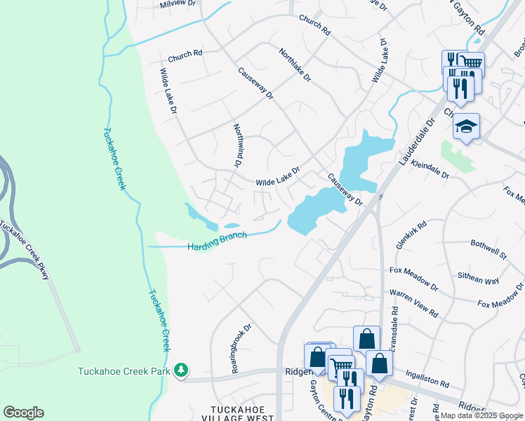 map of restaurants, bars, coffee shops, grocery stores, and more near 2624 Duffy Court in Richmond