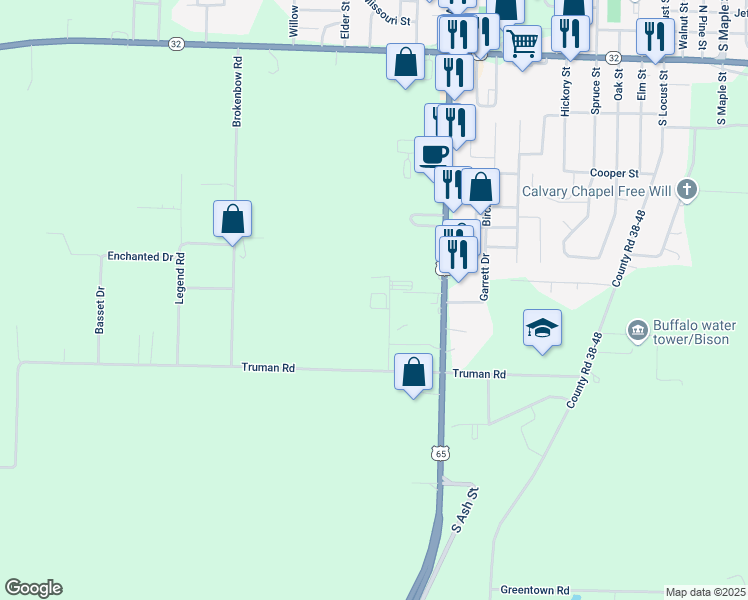 map of restaurants, bars, coffee shops, grocery stores, and more near 1350 West Carlson Lane in Buffalo